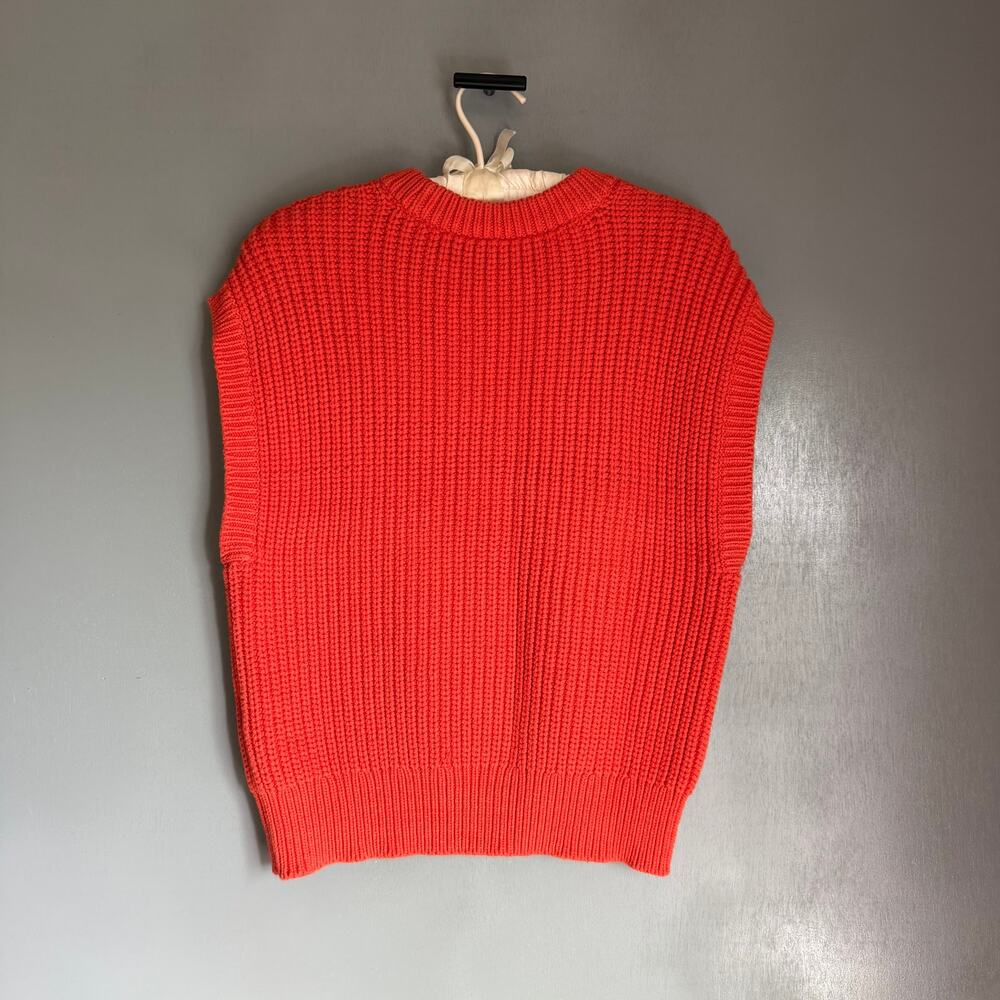 MADEWELL Women's Small Vibrant Orange Knit Sleeveless Sweater Vest Colorful Boho - Picture 6 of 8